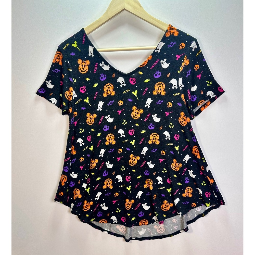 Disney Parks Halloween Mickey Jack O Lantern Lattice Back Top Small Black
